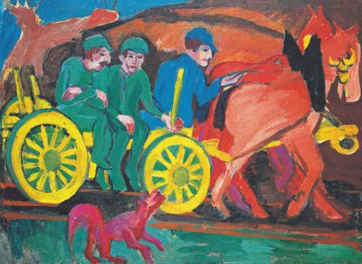 Horse Team with Three Farmers by Ernst Ludwig Kirchner